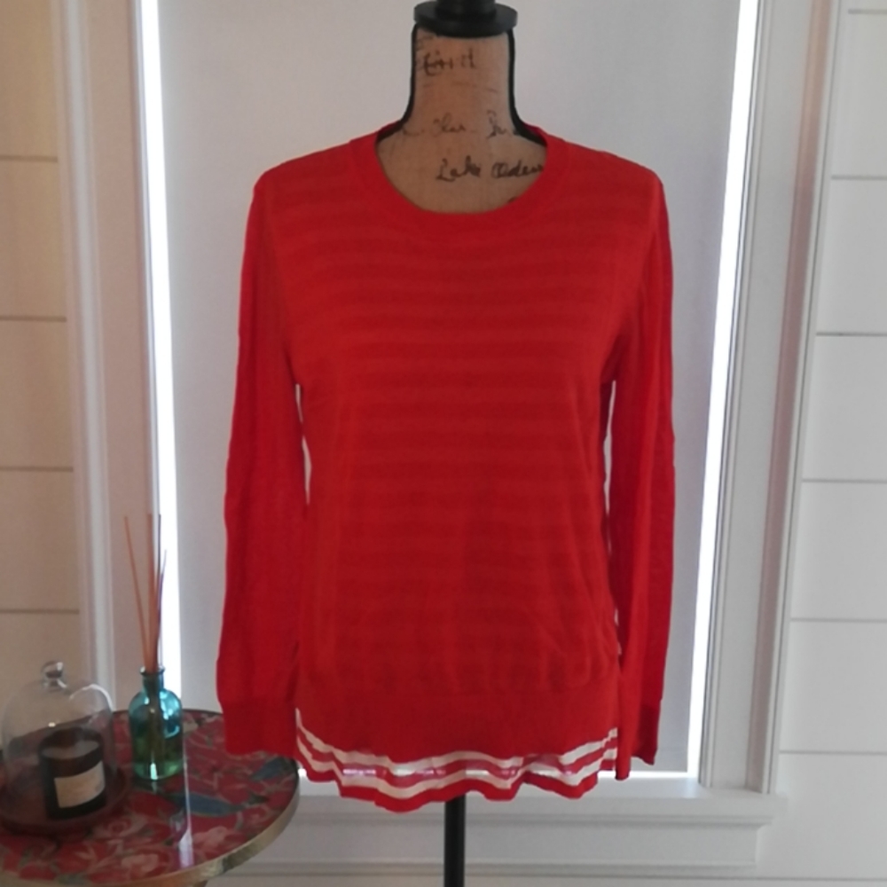 Orange & White Layered Striped Top